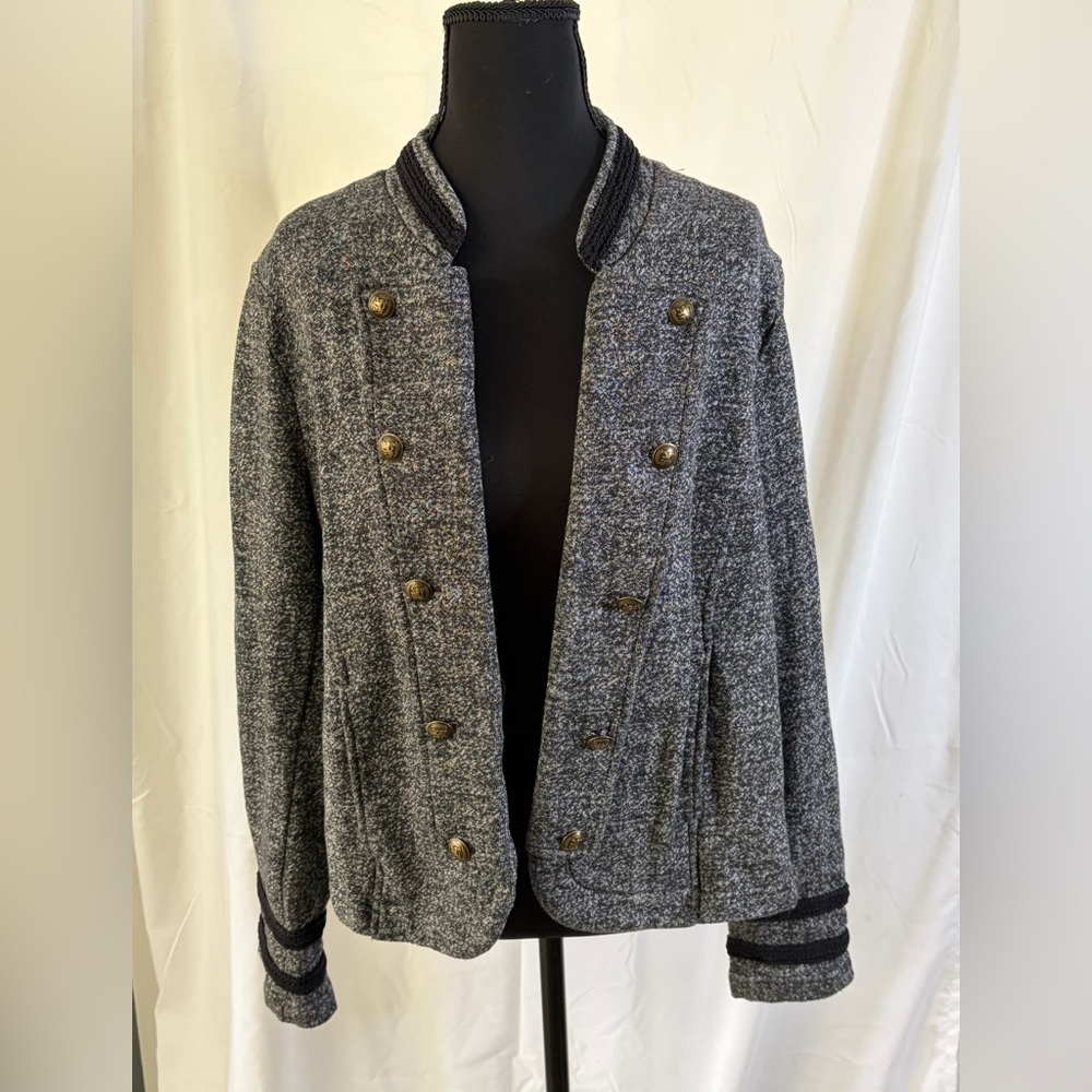 Tommy Hilfiger Grey Knit‎ Military Jacket Double Breasted Crest Button XL - Picture 4 of 9